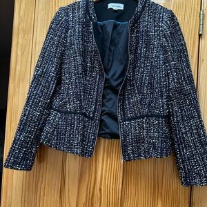 Calvin Klein Women's Navy Tweed Blazer